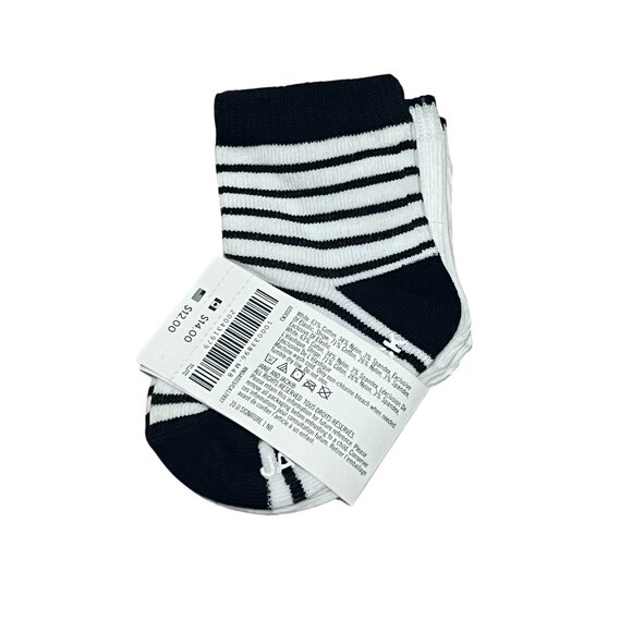 Janie & Jack Socks 2 Pairs Boy Socks Sz 3-6 Months Navy Blue Stripes & Tiger - Picture 3 of 5